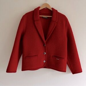 Geiger Vintage Red Boiled Wool Button Jacket Women's Size 8